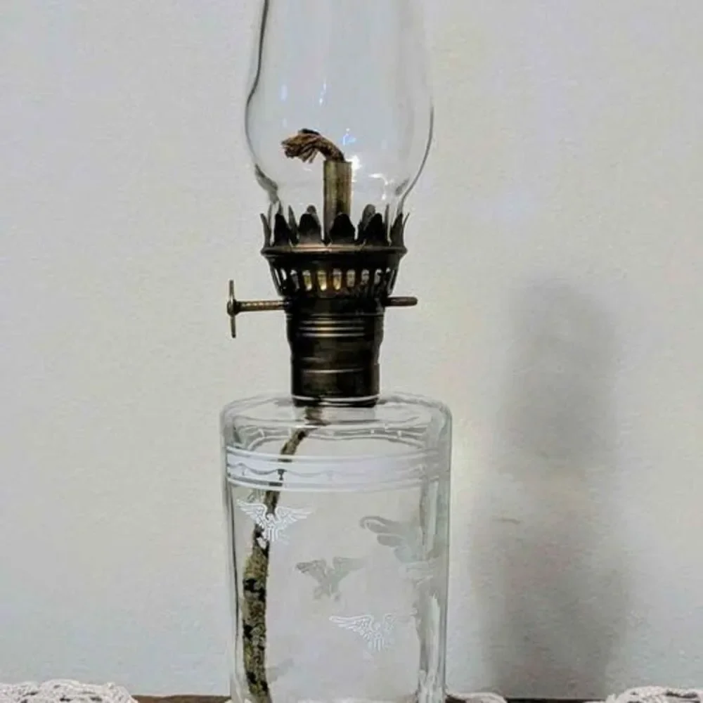 Vintage Eagle Glass Oil Lamp